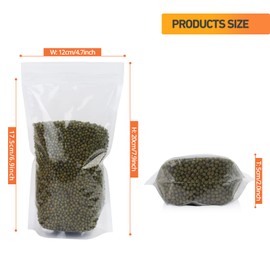 YOFADCI Resealable Pouches, Sealable Bags, Transparent Stand Up Food Bags, Clear Zipper Lock Bags, Sealable Pouches, Applicable for Nuts, Grain, Coffee Beans, Tea Leaves, Spices, etc. 12x20cm 50PCS