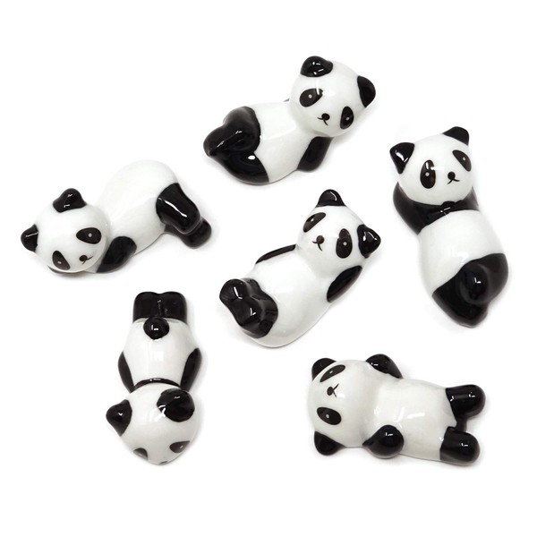 Honbay 6PCS Cute Ceramic Panda Chopsticks Rest Rack Stand Holder for Chopsticks, Forks, Spoons, Knives, Paint Brushes