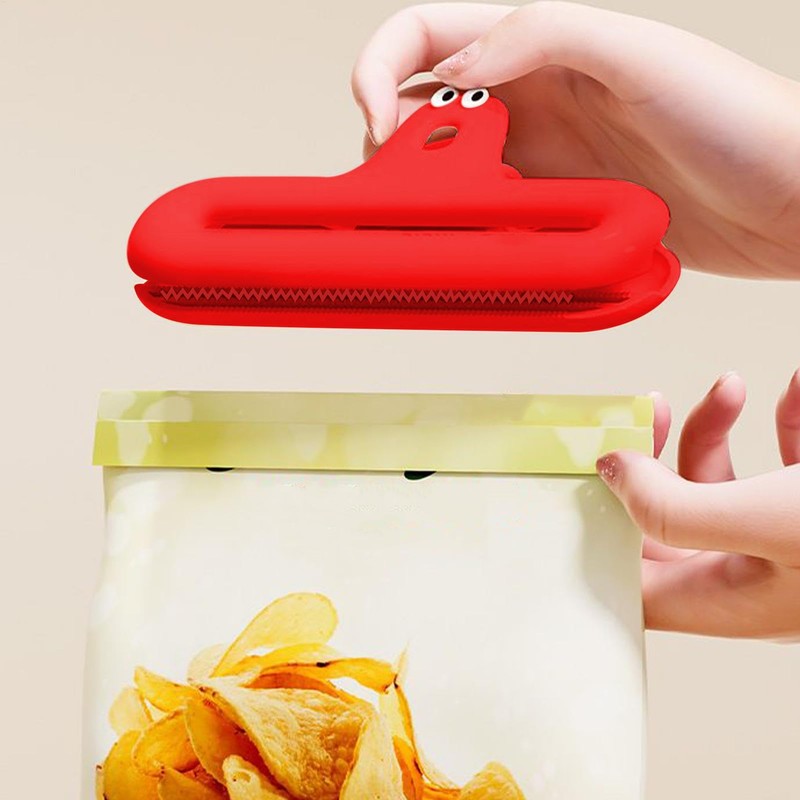 Snack Bag Clips Wide, Cute Expression Tight Sealers, Built-in Elastic