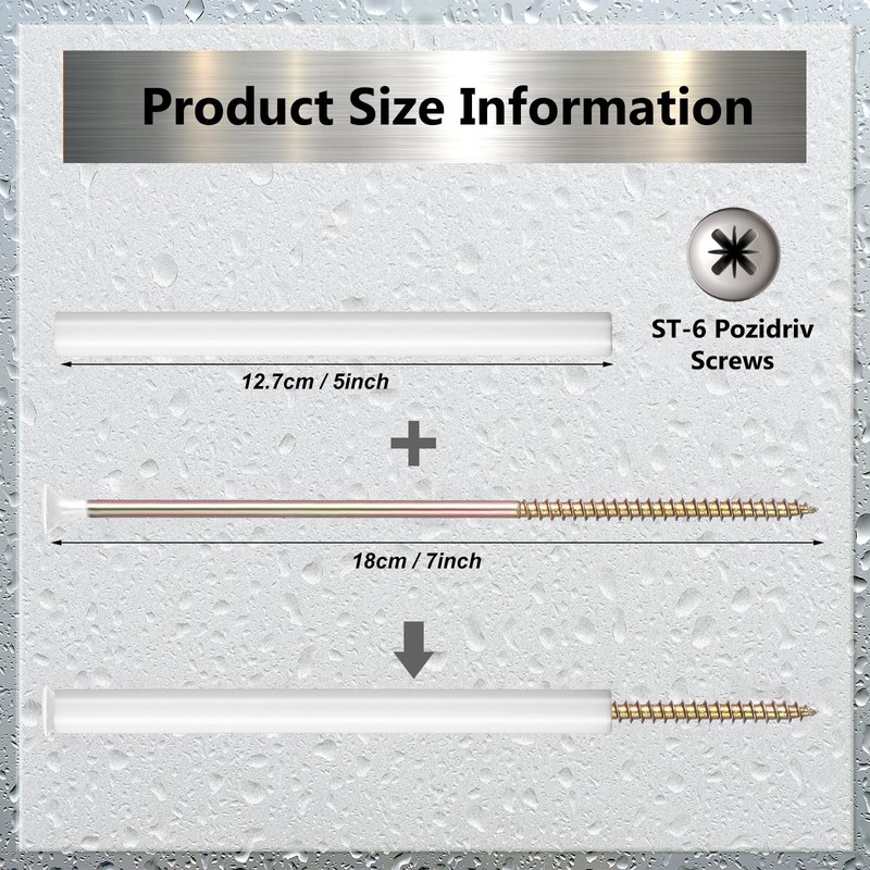 Vicenpal 20 Pcs 7'' Head Gutter Screws with 5" Plastic
