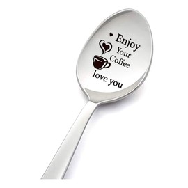 Enjoy Your Coffee I Love You Spoon Gifts for Him Her Boyfriend Girlfriend Anniversary Birthday Gift for Couple Romantic Coffee Gifts for Coffee Lovers Husband Mom Coffee Spoons