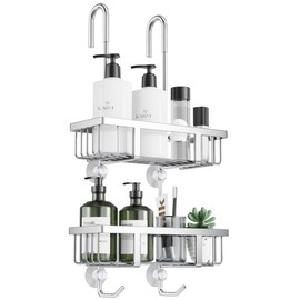 pickpiff Shower Shelf for Hanging Shower Shelf Shampoo Holder for Shower Glass Door Shower Basket No Drilling Shampoo Shower Gel Holder Stainless Steel Silver H 57 cm