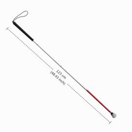 VISIONU Blind Long Stick White Folding Long Stick with Rubber Handle Plastic Rolling Tip 123 cm 4 Pieces