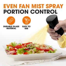 Cheer Collection Glass Oil Sprayer Set of 2 – 200ml Olive Oil Sprayer Bottles for Cooking, Refillable Oil Mister & Dispenser, Black Olive Oil Spray Bottle for Food Prep