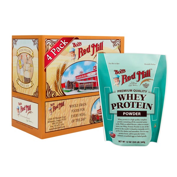 Bob's Red Mill Resealable Whey Protein Powder, 12 Oz (4 Pack)