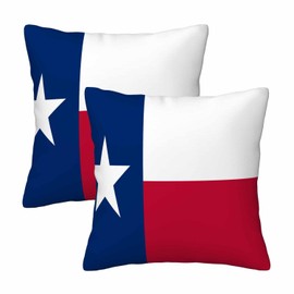 Orythyra Flag of Us Texas Symbol 18 x 18 Throw Pillow Covers American Star and Blue White Red Set of 2 Pillow Cases Protectors Outdoor Pillowcases Square Decorative for Home Couch Sofa Bed Car Office