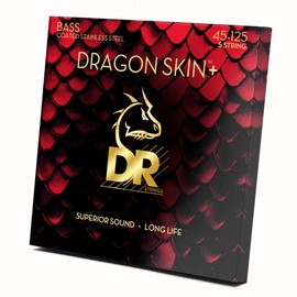 DR Strings DRAGON SKIN+ - Coated Stainless Steel Bass Strings – DBS5-45 – Superior Sound with Comfortable Feel & Long Life: 5 String Medium 45-125