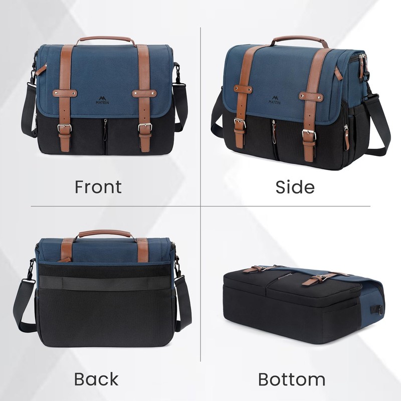 MATEIN Messenger Bag for School with USB Charging Port, Large