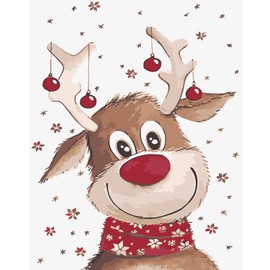 YAOYIN Paint by Numbers for Adults Christmas, Reindeer Painting by Numbers on Canvas, DIY Oil Paint by Numbers Kits for Kids, Perfect Present for Christmas Decorations Without Frame (40x50cm)