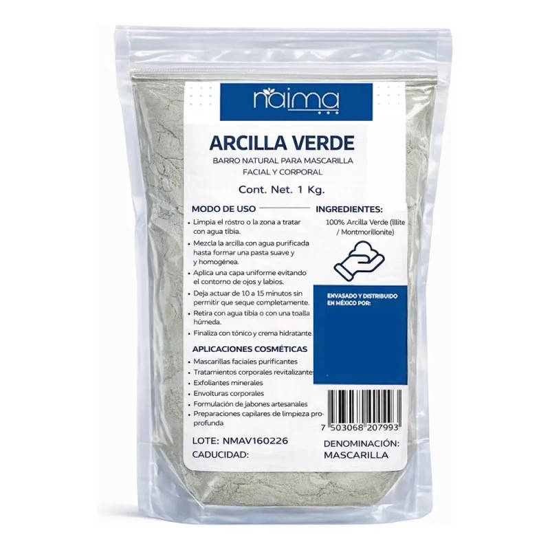 Arcilla Verde 1 Kg Barro Natural Para Mascarilla Facial