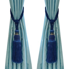 Selling Wonderful Curtain Holdbacks Curtains Tiebacks Home Decorative Braided Buckle Fastener Accessories Window Drapery Ball Tassels Tiebacks, Set of 2 (Blue)