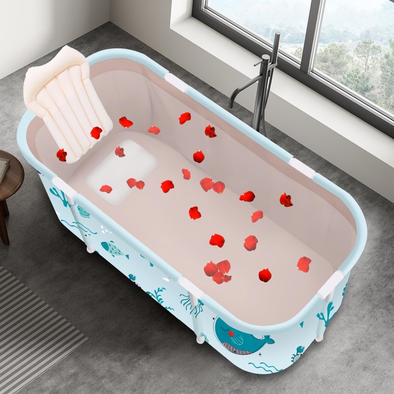 Portable Foldable Bathtub,Foldable Soaking Bathtub for Adults, Freestanding Bathtubs, Hot