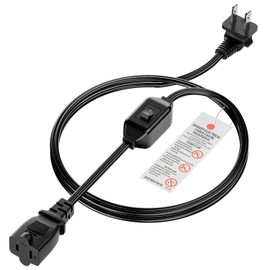 [6-Feet] On Off Switch Extension Cord, Right Angle 2-Prong Polarized Extension Cord with On-Off Inline Switch 12A 125V for Your Chargers/Lamp/Power Adapters etc, 16AWG Cord