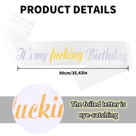 CUBACO Birthday Sash for Women It’s My Birthday White Glitter Sashes for Men,Happy Birthday Sash for Girls, Sweet 16,18th 21st 25th 30th 40th 50th or Any Other Birthday Party Decorations