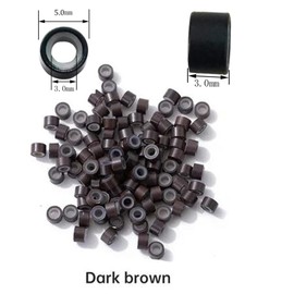 1000 Silicone Micro Link Rings 5mm Lined Beads Deadlocks for Hair Extensions Tool (1000Pcs(Pack of 1) (1000Pcs, Dark Brown)