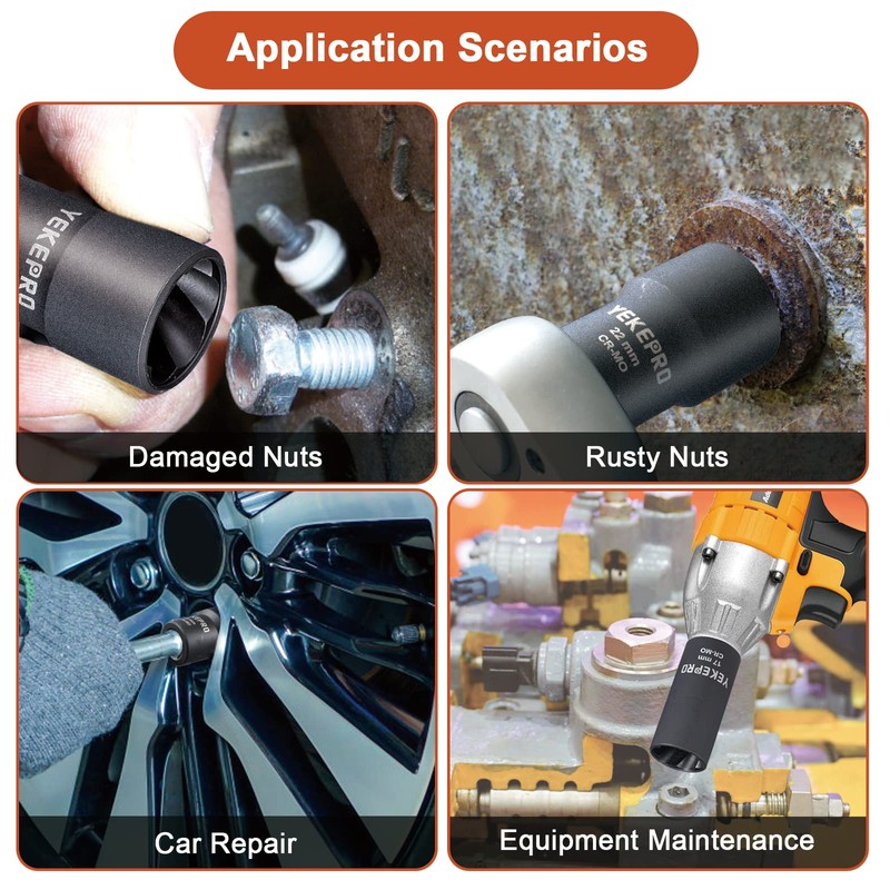 17mm 1/2" Drive Lug Nut Remover for Damaged, Rusted, Nuts