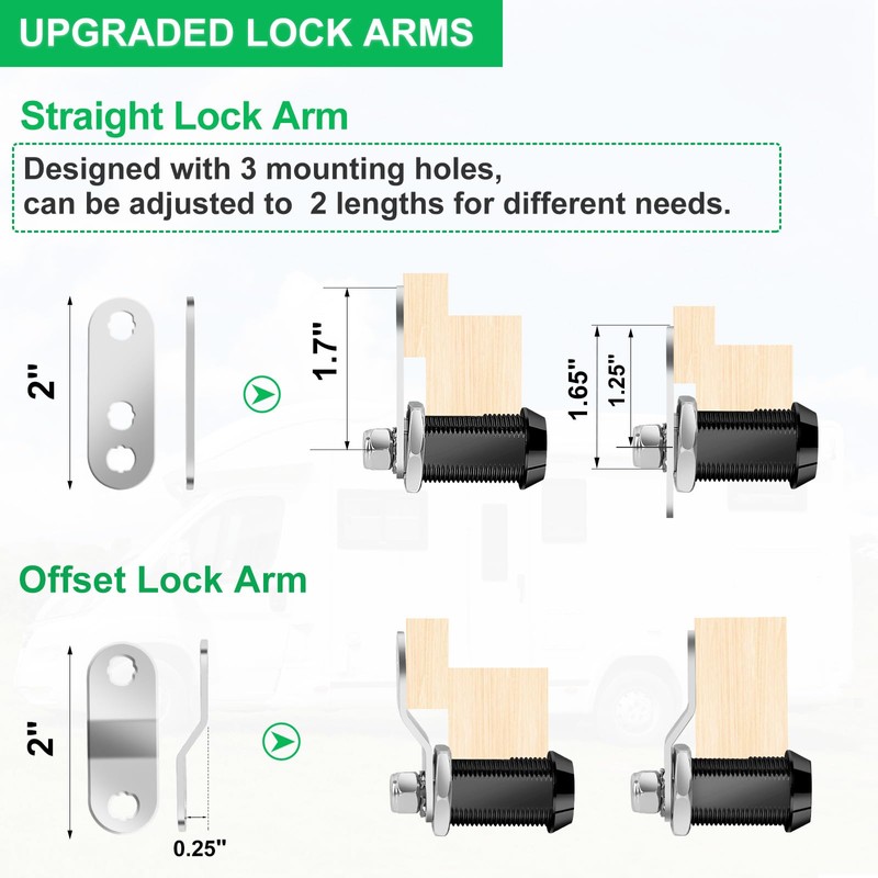 2 Pack Cabinet Lock with Keys, 7/8" RV Storage Locks