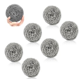 6PCS Stainless Steel Scourer, Thick & Strong Wire Scourer, Wire Wool Cleaning Pads, Effective Clean Scrubbing pad, weight 20g