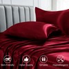 Sasttie Satin King Sheet Set, Wine Satin Sheets for King