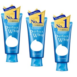 Senka Perfect Whip 120 g, Moisturising Facial Cleansing Foam, Enriched with Silk and Hyaluronic Acid, Made in Japan, Set of 3