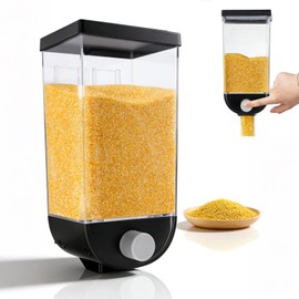 Cyrank Rice Dispenser, 1.5 L Wall Mounted Laundry Beads Dispenser Dry Food Storage Container Cereal Storage Bin Grain Organizer with Lid for Beans, Laundry Scent Bead, Pet Food