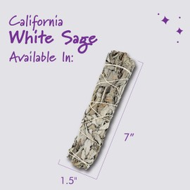 ESPOIR & AMOUR White Sage 7" - 6 Spiritual Sage Sticks for Smudging, Healing and Ritual - Hand-Tied Sage Smudge Sticks to Cleanse Negativity - Sustainably Harvested 7 Inch Californian Sage Bundle
