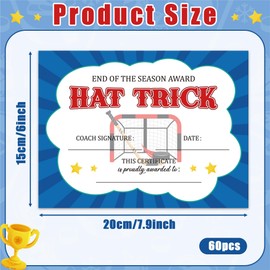 EYxsaxenk Ice Hockey Achievement Award Certificates - 60Pcs End of Season Ice Hockey Ceremony Award Sport Game Championship Paper Achievement Certificate Student Reward Coach Teacher Motivation Supply