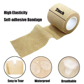 Smanzu 6 Pack 2" x 5 Yards Self Adherent Wrap Bulk Breathable Self Adhesive Vet Tape for Pets, Stretchy Sports Cohesive Bandage Wrap for Athletic, Wrist and Ankle(Skin)