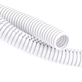 ZhiYo 20FT 1/4” Wire Loom Split Tubing Auto Wire Conduit Flexible Cover | High Temperature Heat Resistant -40F to 257F | Plastic Cover for Electrical Wires & Cables, White