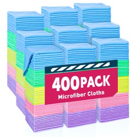 TEAWOO Microfiber Towels Bulk-400 Pack, Cleaning Cloths, Microfiber Towels for Cars, Cleaning Rags 5 Colors Assorted (12x12 inches)