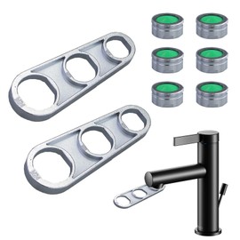 2 x Aerator Mounting Keys M16/M18/M20/M22/M24/M28, Zinc Alloy Tap Aerator Key, Tap Aerator Removal Tool, with 6 Pieces Aerator
