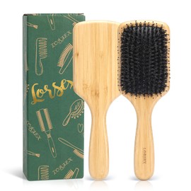 LORSEX Hair Brush, Large Bamboo Hair Brush with Boar Bristles, Paddle Detangling Brush for Long Hair & Curls for Women, Men & Children, Massage Brush for the Scalp