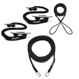 Ultimate Boaters Kit- Dock Ties, Anchor Bungee and Docking Bungee Rope (Black, Dock Tie with 2 Loop Ends)