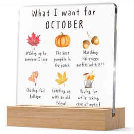 YAANUNULU Autumn October Wish List for Couple, Fall Gifts for Women Girlfriend Friends, Pumpkins Pinecone Printing Decor for Home Livingroom Bedroom, Gifts for Birthday Anniversary