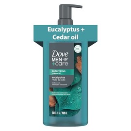 DOVE MEN + CARE Gel De Baño Con Aceite De Eucalipto Y Cedro Para Reconstruir La Piel En La Ducha Con Limpiadores Y Humectantes A Base De Plantas, 26 Oz