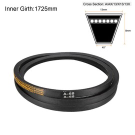 sourcing map A68 Drive V-Belts 68" Inner Length 13mm Width 8mm Thick JIS Standard A-Section Rubber Drive Industrial Transmission Belt