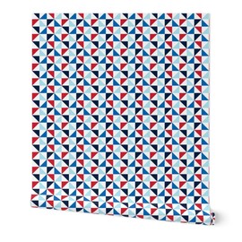 Peel & Stick Wallpaper Swatch - Red White Blue Independence Day USA American July 4Th Heritage Patriotic Geometric Abstract Custom Removable Wallpaper by Spoonflower
