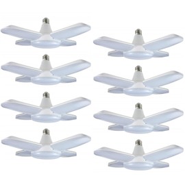 MACGO (8 Packs) LED Garage Lights, 60W Trilights Ceiling, High Low Bay Deformable Adjustable 4 Led Light Bulbs 6000LM 6000K, Screw in Tribright Garage Lighting Fixture,CRI80 Daylight