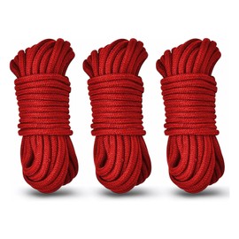 Multi-Purpose Guy Ropes, Washing Lines, Cord Kit - Comfort Cotton Cord, Robust Climbing Rope, 8 mm Multi-Purpose Rope Paracord for Tent, Camping, Hiking, Outdoor, DIY, Decoration (3 x 10 m, Red)