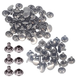Trimming Shop Leather Rivets 100 Set Double Cap Rivets Tubular Metal Studs for DIY Crafts, Handbag, Belts, Purses, Bags, Shoes, Clothing, Repair & Replacement, 12mm, Gunmetal
