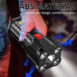 Linterna LED Linterna COB de alto brillo Linterna con 4 Modos de Iluminación USB Recargable Diariamente para Acampar, Caminar, Recreaciones al Aire...