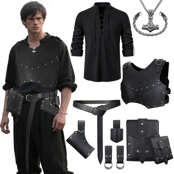 CARTLZ Medieval Leather Chest Armor - Renaissance Costume for Men,