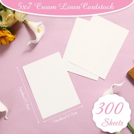 Geosar Linen Cardstock 5 x 7 Invitation Cardstock Heavy Weight Printer Paper 92lb 250GSM Index Cards for Printer Cover Postcards Blank Flash Note Greeting(300 Sheets)