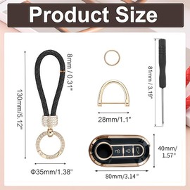 BIVYAX Key Cover with Pendant for Fiat 500 Accessories, Personal Key Fob, Effectively Protects Your Car Keys, Compatible with Fiat 500, 500X, 500C, Panda, Punto and Other Models