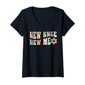 Womens Knee Replacement And Knee Surgery Recovery New Knee New Me V-Neck T-Shirt