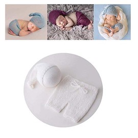 Vemonllas Fashion Cute Newborn Boy Girl Baby Costume Outfits Photography Props Hat Pants (White)