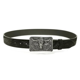 GURANSE Bull Head Acanthus Carving Belt Buckle With Western Cowboy Symbol Style