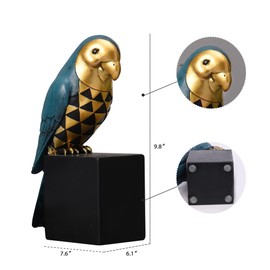 Kakizzy Book Ends Decorative, Parrot Bookends for Shelves, Animal Book Stopper Decorative, Retro Book Ends for Heavy Books, Bird Figurines Statues Indoor, Unique Book Lover Gift(Blue Parrot)