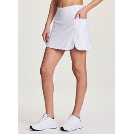 RBX Active Skort for Women, Quick Drying Buttery Soft Golf Skirt with Inner Liner Shorts for Hiking, Tennis, Pickleball Skort, White, Medium