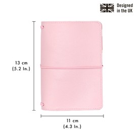 Pukka Pad, Carpe Diem A6 Notebook Cover and Passport Holder - 5.2 x 4.3 in - Features 4 Elastic Note Pad Holders, 2 Inside Pockets, Business Card Slot, and Pen Holder - Ballerina Pink